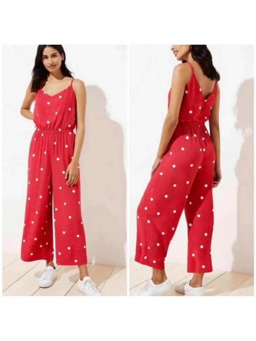 LOFT Red Polka Dot Jumpsuit NWT NEW small S Petite SP